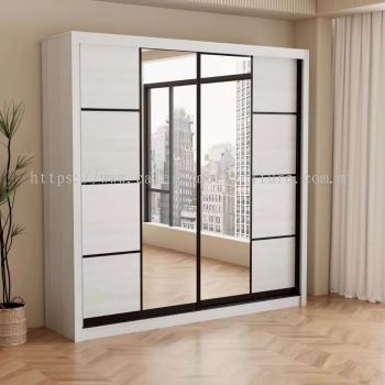 White Anti-Jump Sliding Door 8x8FT Wardrobe