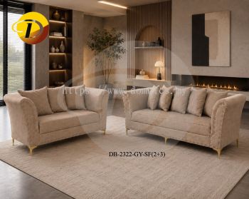 Pillows Looks Classic Sofa Set 2322 (New Design) 2+3 Set - Pet Friendly Fabric Brown Color