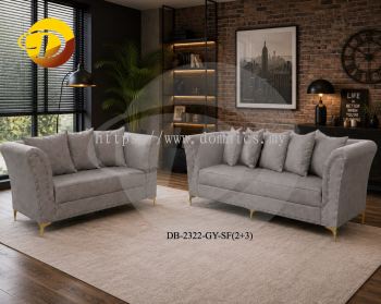 Pillows Looks Classic Sofa Set 2322 (New Design) 2+3 Set - Pet Friendly Fabric Grey Color