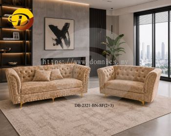 Simple Chesterfield Sofa Set 2321 (2+3) Pet Friendly Fabric Brown  Anti-Scratch and Water Repellent