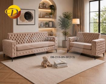 Buttons Design 2318 Sofa Set (2+3) Pet-Friendly Fabric Brown