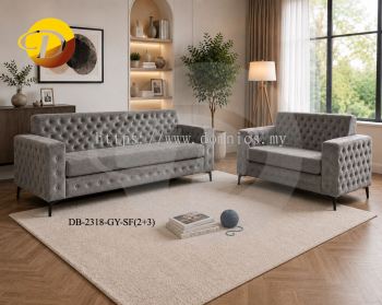 Buttons Design 2318 Sofa Set (2+3) Pet-Friendly Fabric Grey