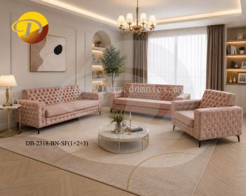 Buttons Design 2318 Sofa Set (1+2+3) Pet-Friendly Fabric Brown