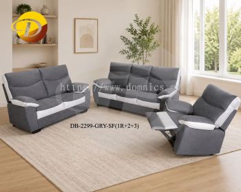 Grey 2 Tones Fabric Recliner Sofa Set 2299 (1R+2+3)