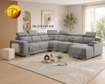 Big Corner Pet-Friendly Sofa Set 2279 (Grey + White Stool)
