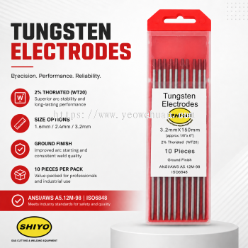 SHIYO Premium TIG Tungsten Electrodes �� 2% Thoriated (WT20 Red Tip)  1.6/2.4/3.2mm