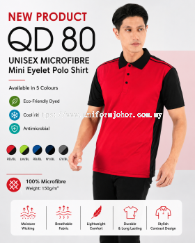Microfibre Mini Eyelet Polo Shirt - QD80 (UNISEX)