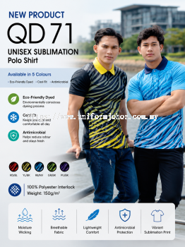 Sublimation Polo Shirt - QD71 (UNISEX)