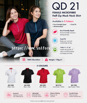 Female Microfibre Half-Zip Mock Neck Shirt - QD21