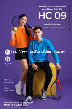 Unisex CVC Honeycomb Long Sleeve Polo Shirt - HC09