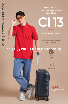 Unisex CVC Cotton Interlock Polo Shirt - CI13