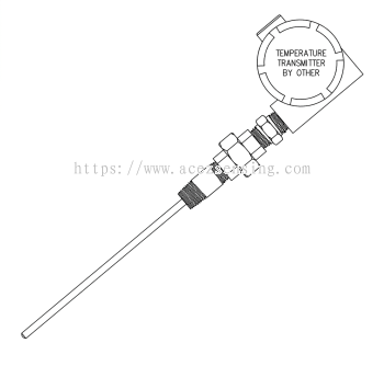 TE22-TC-06 Series: Thermocouple Sensor Assembly with Nipple & Union Extension and Transmitter, Spring-Loaded