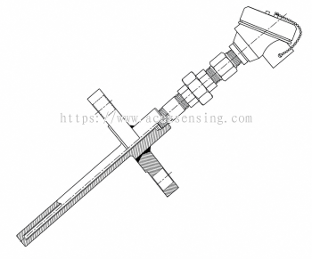 Type 2010 SLT (NUN/TW511-S) Series: Explosion-Proof Temperature Sensor, Spring-Loaded Type, with Flanged  Straight Thermowell, Nipple and Union