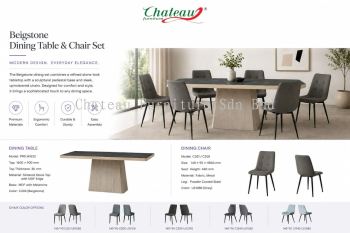 Beige Stone Dining Table & Chair Set
