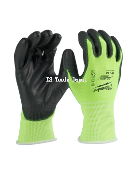 MILWAUKEE HIGH VISIBILITY CUT LEVEL 1 POLYURETHANE DIPPED GLOVE (M) - 48-73-8911