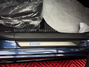 CIVIC WORDING CHROME LED SIDE STEEL PLATE(BLUE/RED)