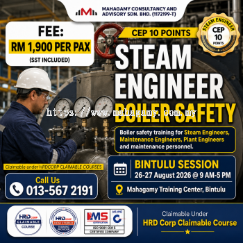 Steam Boiler Safety, 10 CEP POINTS, 26&27 August 2026