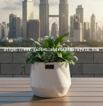 Trusted Ceramic Flowerpot Supplier Malaysia PC1247-18450-WH | Eden Landscape Sdn Bhd