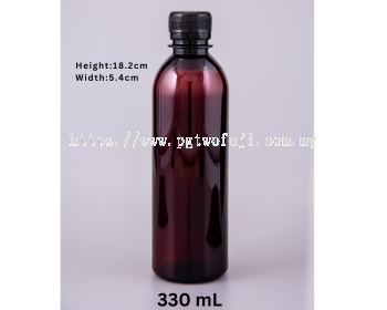 330ml Amber PET Bottle (28mm neck) (PGBR002B 35A)