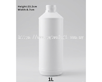 1L HDPE Round Bottle with Insert & 38mmCap for Chemical, Syrup & Industrial Liquid Packaging