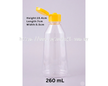 260ML PET Sauce Bottle with Flip Top Cap for Sauce, Syrup & Food Packaging