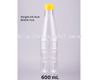 Botol Kicap PET 600ML (Leher 32mm) dengan Penutup Flip Top untuk Sos, Perencah & Pembungkusan Makanan