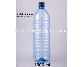 1.5L PET Round Bottle (Blue)   28mm Neck for Premium Drinking Water, Sports Hydration & Event Beverage Packaging