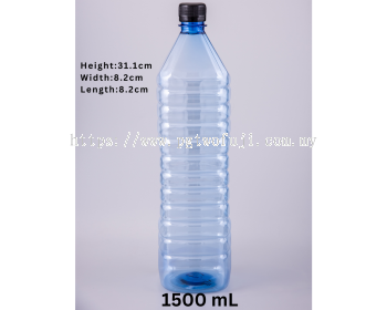 1.5L PET Square Bottle (Blue)   28mm Neck for Export Water, Premium Beverage & International Branding Packaging
