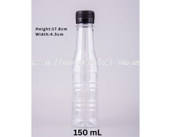 150ML PET Bottle (KV) (28mm Neck) for Beverage Vinegar, Rose Syrup & Concentrated Drink Packaging