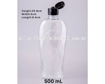 500Ml Oval Clear Pet Bottle (28Mm Neck) For Shampoo, Body Wash & Personal Care Packaging
