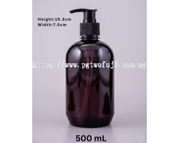 Botol Pet Amber Shorty 500ML Dengan Pam Untuk Sabun Tangan, Sabun Cecair & Produk Penjagaan Diri
