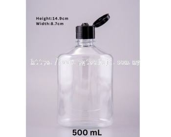 500ml (D) Clear Pet Bottle With Flip Top Cap For Hand Wash, Liquid Soap & Personal Care Products