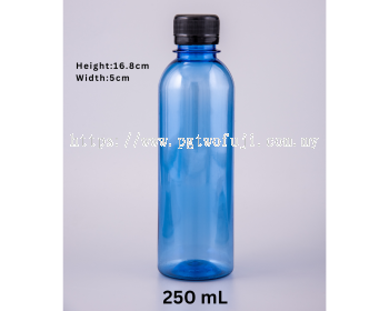 250ML BLUE PET WATER BOTTLE (28MM NECK) FOR MINERAL WATER, DRINKING WATER & HYDRATION PRODUCTS