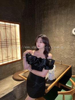 SHE��S Luxury Shimmer Off-Shoulder Cloud Design Mini Evening Dress