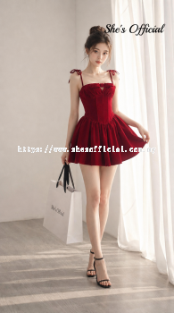 SHE'S Bow Strap Corset Mini Dress