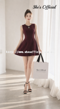 SHE'S French Pearl Neck A-Line Mini Dress