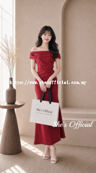 SHE'S Off Shoulder Satin Mermaid Maxi Dress
