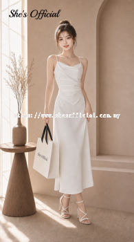 SHE'S French Satin Ruched Maxi Dress