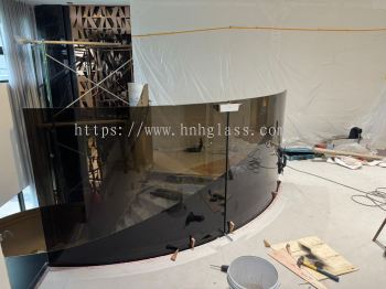 curve tempered glass railing&staircase