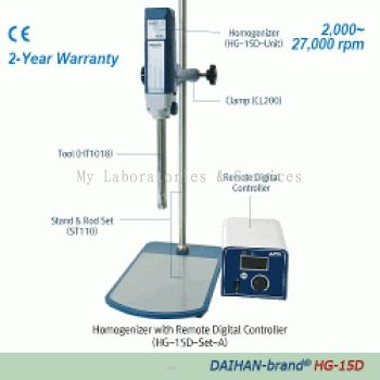 DAIHAN � Homogenizer with Remote Digital Controller ��HG-15D�� , 2,000~27,000rpm