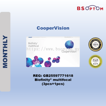 Cooper Vision Biofinity Multifocal Monthly Clear Contact Lenses (3pcs+1pcs)