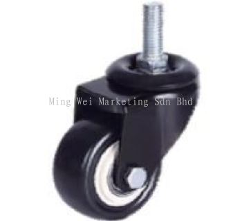 Medium Duty M12 Thread Stem Black PVC Castor Wheel