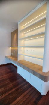 Illuminated Curved Display Shelf & Study Cabinet