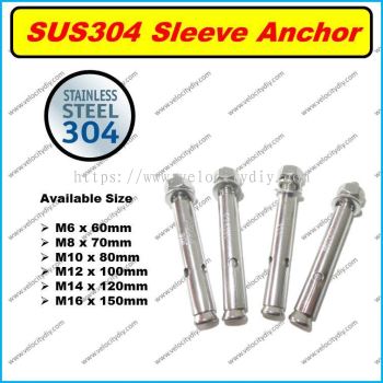 （白钢膨胀螺丝）Stainless Steel SUS304 Sleeve Anchor Wall Plug Dinding