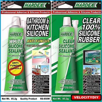 （厨房/浴室/玻璃硅胶）RS-850 Hardex Clear Rubber Silicone Anti-Fungus White Silicone Gum Gam 75gm