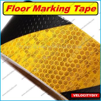 （安全反光胶带）Reflective Yellow Black Striped Floor Marking Tape Hazard Caution Warning Tape Auto Truck Safety Sticker