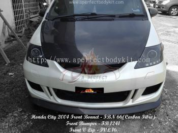 Honda City 2004 Front Bonnet (Carbon Fibre / FRP), Front Bumper 