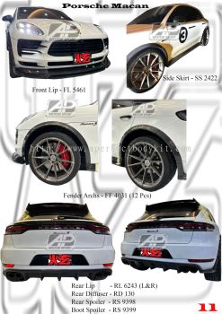 Porsche Macan Front Lip, Side Skirt, Rear Lip, Rear Diffuser, Rear Spoiler, Boot Spoiler, Fender Archs (Carbon Fibre / Forged Carbon / FRP) 