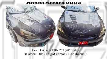 Honda Accord 2003 AP Style Front Bonnet (Carbon Fibre / Forged Carbon / FRP Material) 