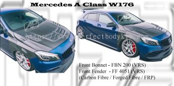 Mercedes A Class W176 VRS Style Front Bonnet, Front Fender (Carbon Fibre / Forged Carbon / FRP Material)
